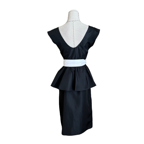 Vintage 70s 80s Contempo Casuals Taffeta Peplum Dress New Wave Prom Party - Picture 5 of 12